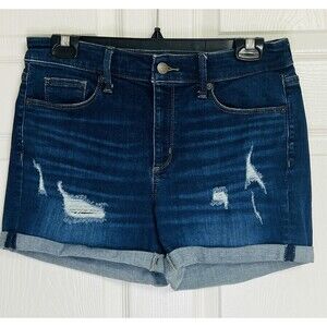 Universal Thread High Rise Midi Shorts Women's Size 6/28 Cuffed Blue